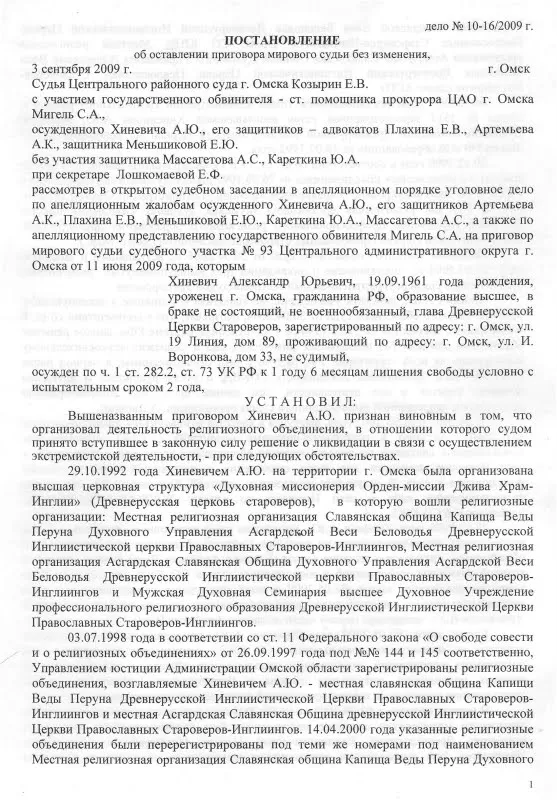 Постановление апеляционного суда