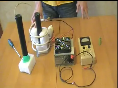 Эксперимент. Качер Бровина вместе с Трансформатором Тесла.