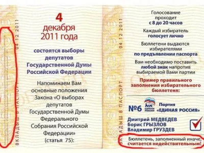 Бюллетень, заполненный не за Едросов недействителен