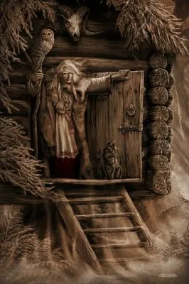 Картины Игоря Ожиганова: В Вальхаллу, Баба Яга, Ярл, Тридцать три богатыря, Руслан и голова, Встреча, Сокол