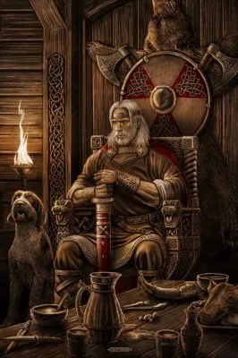 Картины Игоря Ожиганова: В Вальхаллу, Баба Яга, Ярл, Тридцать три богатыря, Руслан и голова, Встреча, Сокол