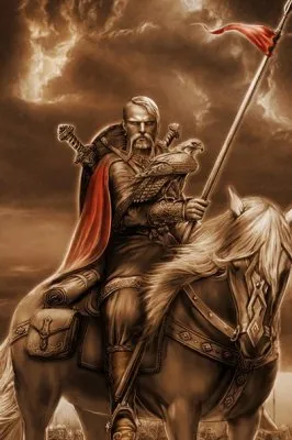 Картины Игоря Ожиганова: В Вальхаллу, Баба Яга, Ярл, Тридцать три богатыря, Руслан и голова, Встреча, Сокол