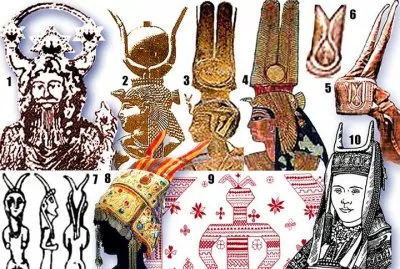 Русские женские головные уборы: кокошник, кичка, шапка, косынка.