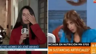 Репортеры падают во время эфира